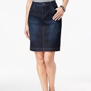 J. Crew Blue Denim Pencil Skirt Knee-Length Casual